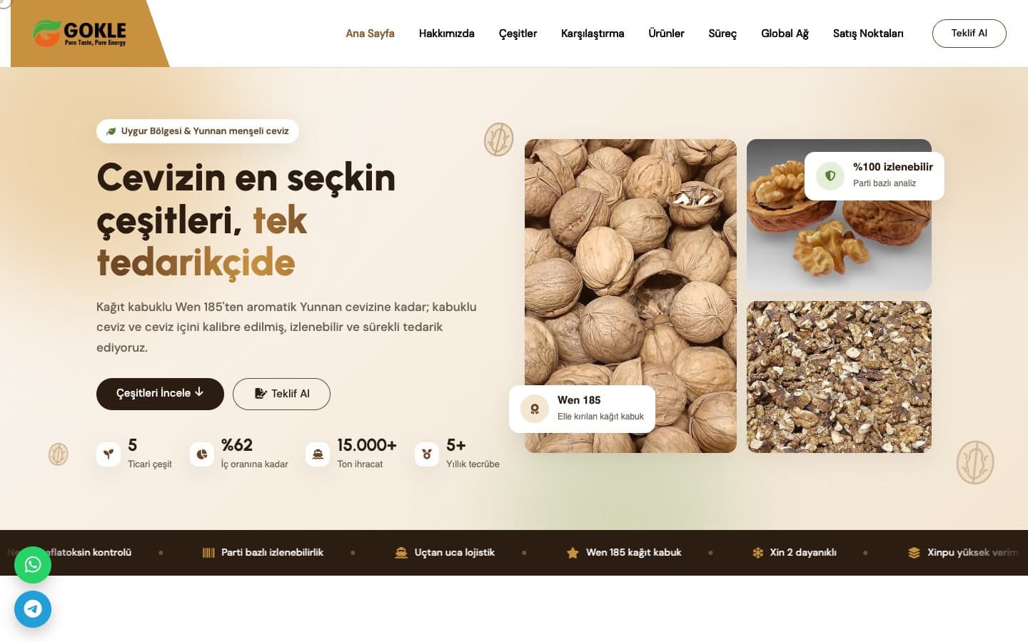 Gökle Gıda web sitesi